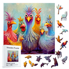 Adult Wooden Puzzles – Fun Chicken Family Colorful Animal Puzzle