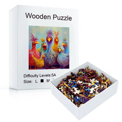 Adult Wooden Puzzles – Fun Chicken Family Colorful Animal Puzzle