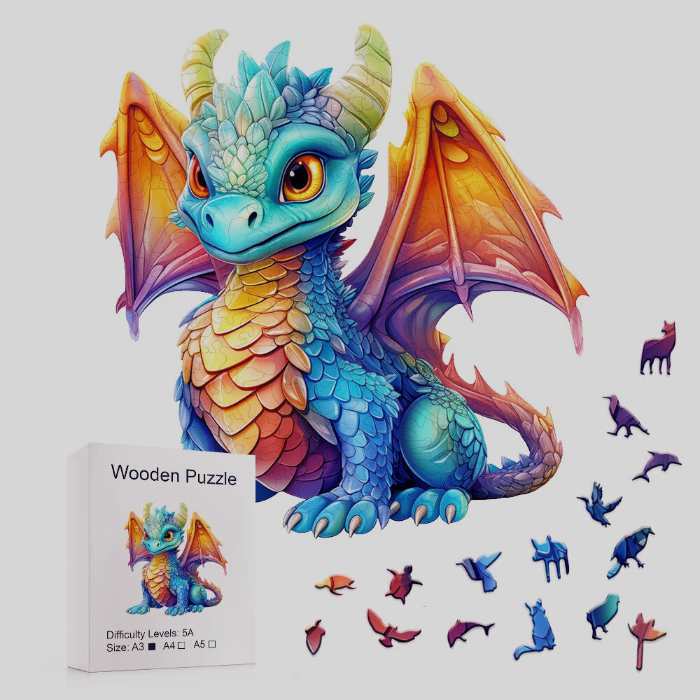 Colorful wooden dragon puzzle for adults and kids