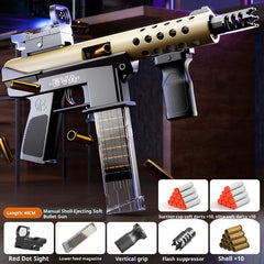 Toy gun with attachments on a dark background