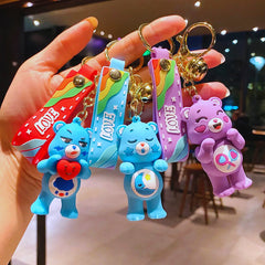 Colorful bear pendant keychain accessory for girls and boys