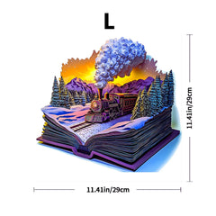 3D wooden steam locomotive puzzle handcrafted book-shaped design