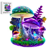 Colorful mushroom wooden puzzle art