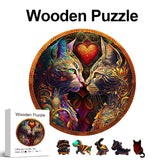 Colourful cats wooden jigsaw puzzle artwork