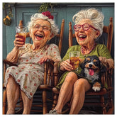 Leisurely old woman wooden puzzle gift box