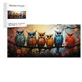 Owl family wooden jigsaw puzzle artwork