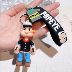 Popeye Cartoon Keychain – Cute Sailor Silicone Figure Bag Charm | Toytto