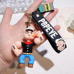 Popeye Cartoon Keychain – Cute Sailor Silicone Figure Bag Charm | Toytto