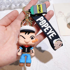 Popeye Cartoon Keychain – Cute Sailor Silicone Figure Bag Charm | Toytto
