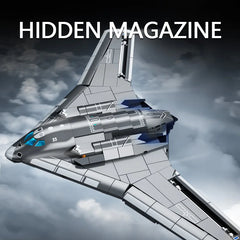 Top view of Sembo Block HUN 20 aircraft construction set with stealth-style body.