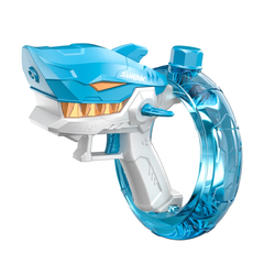 Blue Shark Electric Water Gun with clear water tank ring – rechargeable automatic water blaster for kids by Toytto