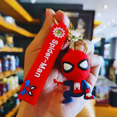 Close-up of Cute Spider Man Keychain with Red and Blue Superhero Design – Toytto
