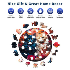 Animal shaped pieces cats wooden puzzle