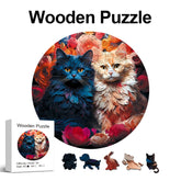 Two cats wooden jigsaw puzzle artwork