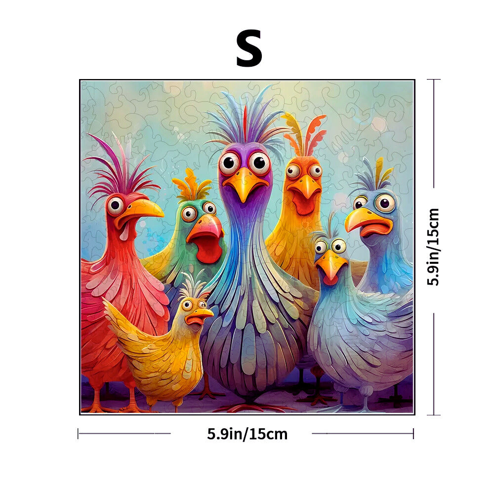 Adult Wooden Puzzles – Fun Chicken Family Colorful Animal Puzzle