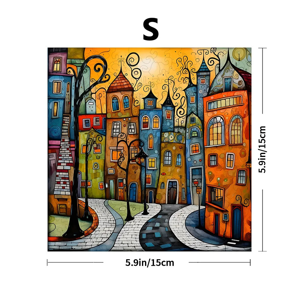 Cartoon City Wooden Puzzle – Creative Irregular Shape Gift