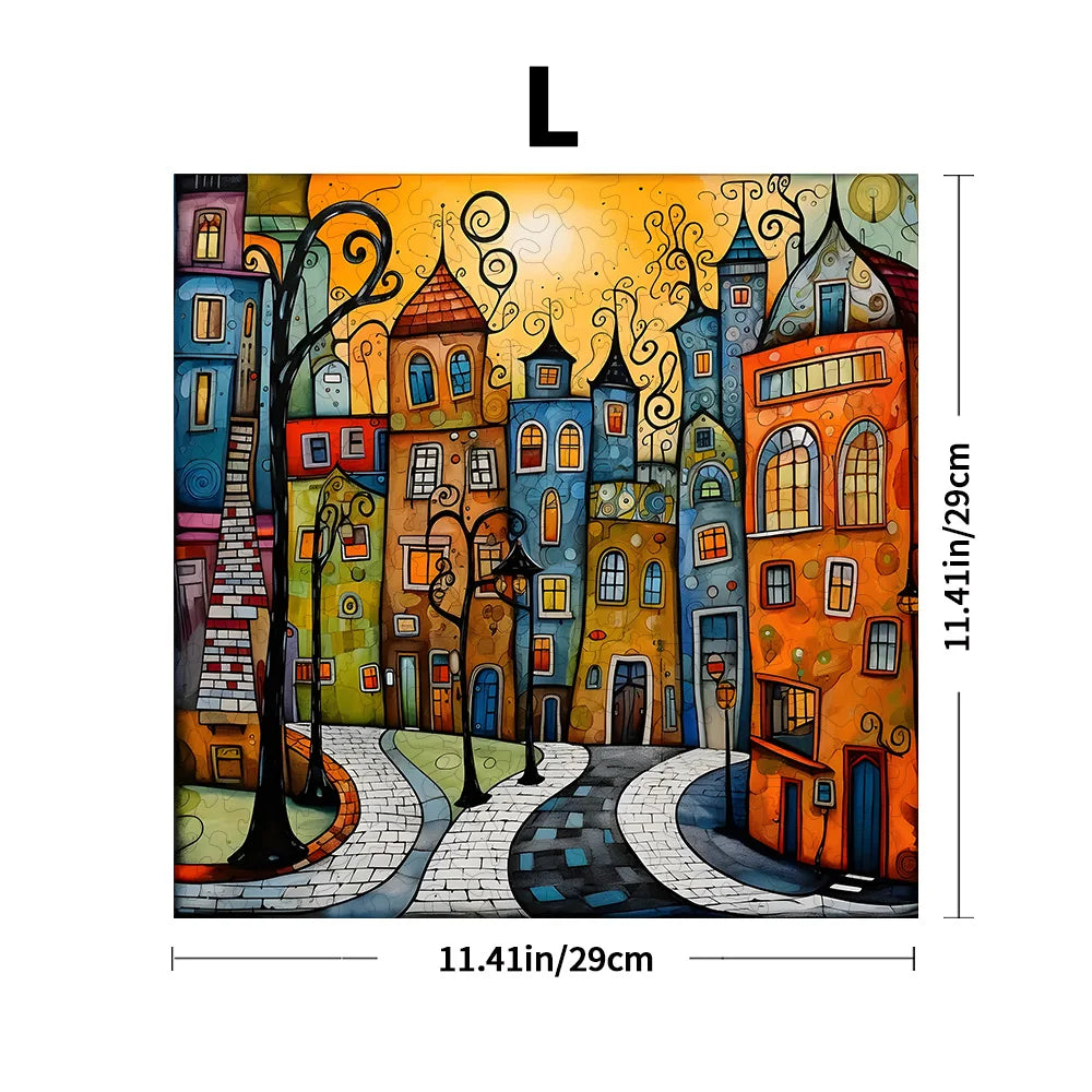 Cartoon City Wooden Puzzle – Creative Irregular Shape Gift