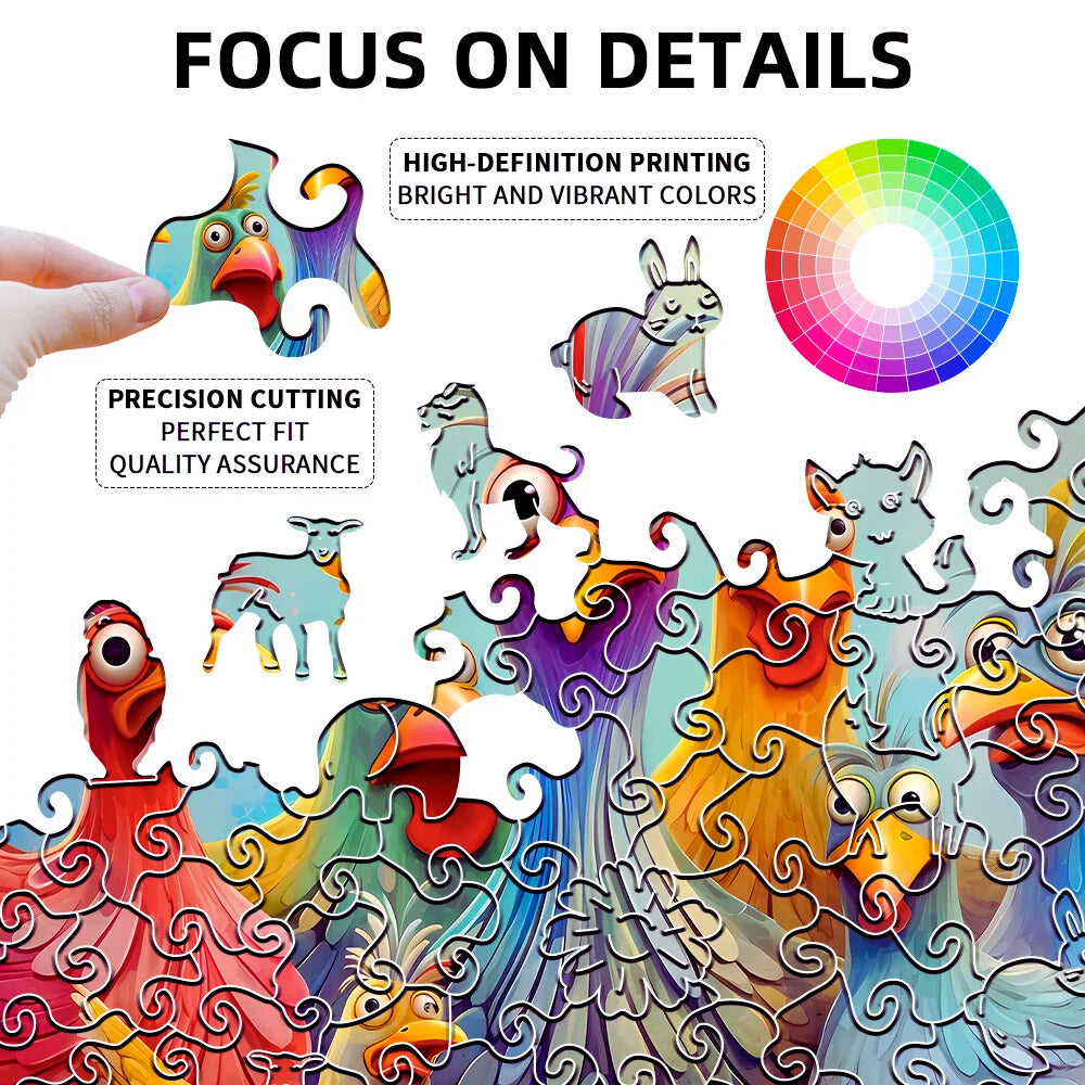 Adult Wooden Puzzles – Fun Chicken Family Colorful Animal Puzzle