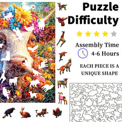 Rustic Cow Wreath Wooden Puzzle – Creative Animal Shape Art
