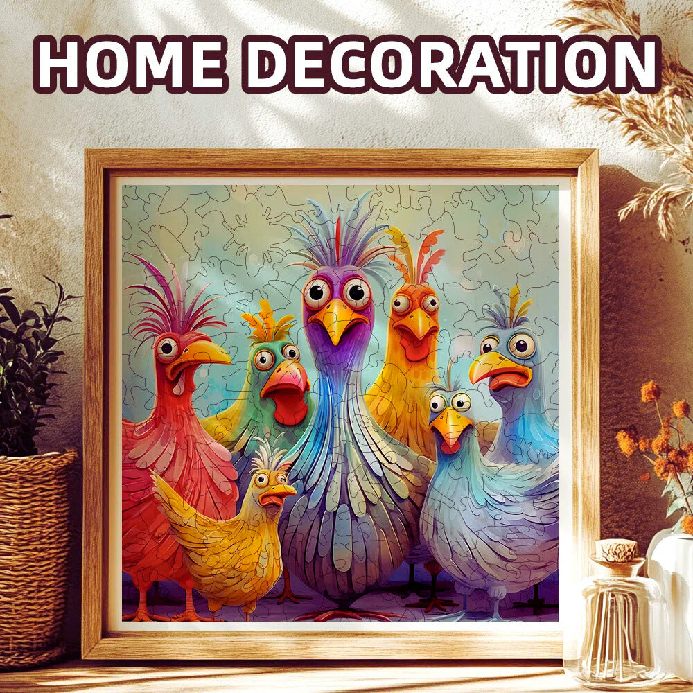Adult Wooden Puzzles – Fun Chicken Family Colorful Animal Puzzle
