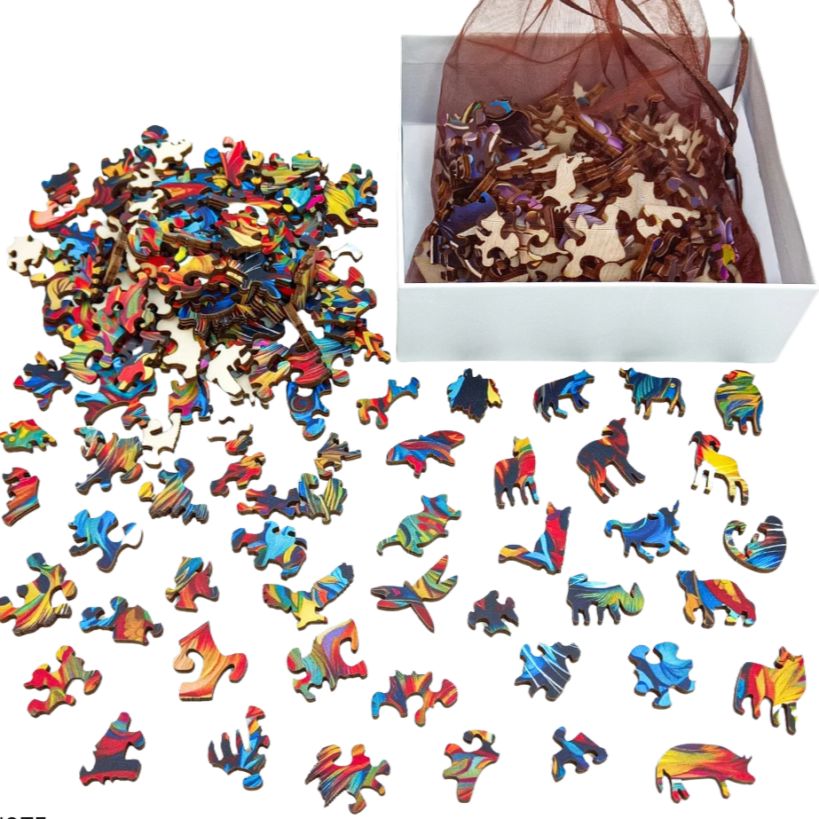 Fantasy dragon jigsaw pieces irregular shapes