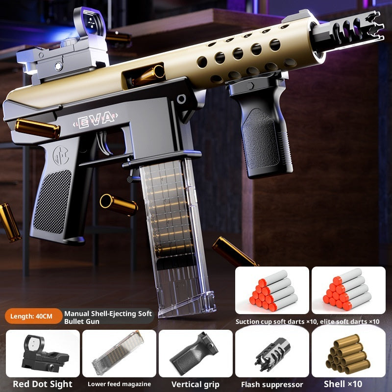 Toy gun with attachments on a dark background