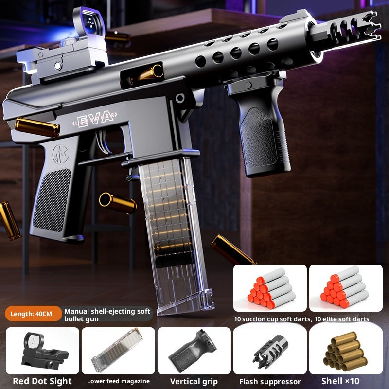 Toy gun with attachments on a dark background