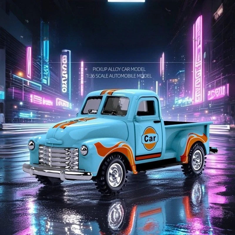 Front view diecast pickup truck toy