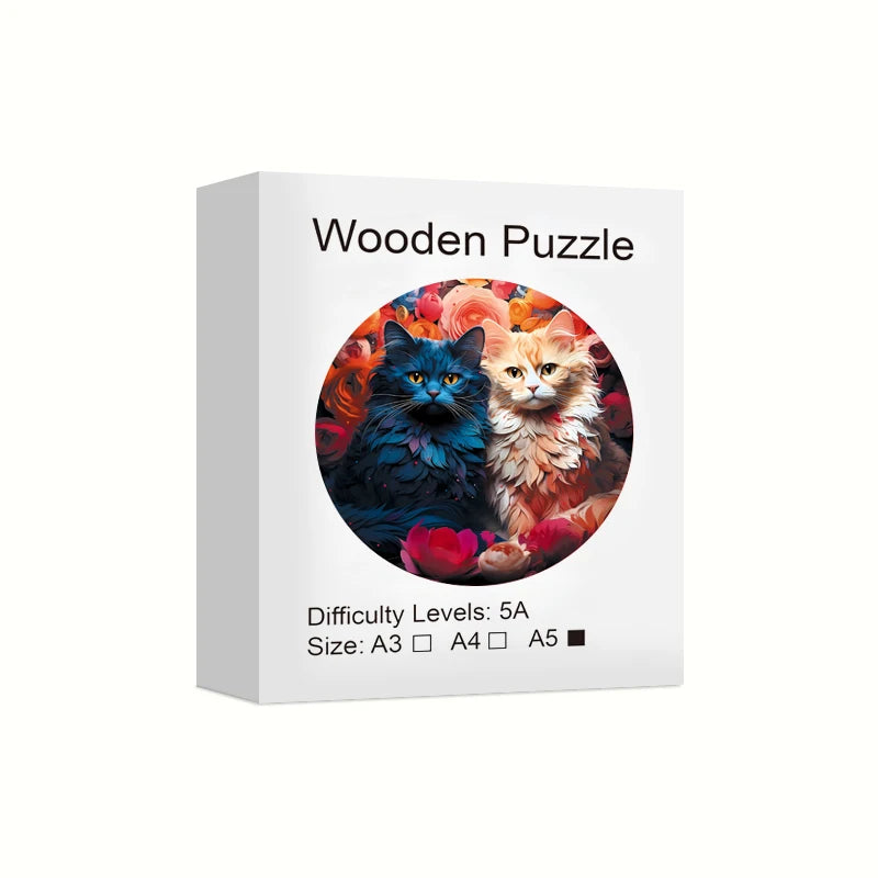Artistic wooden cats puzzle