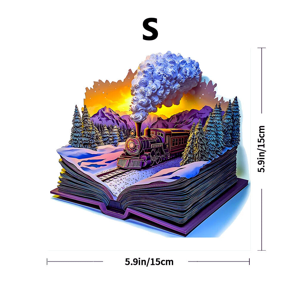 completed 3D steam locomotive wooden puzzle for adults