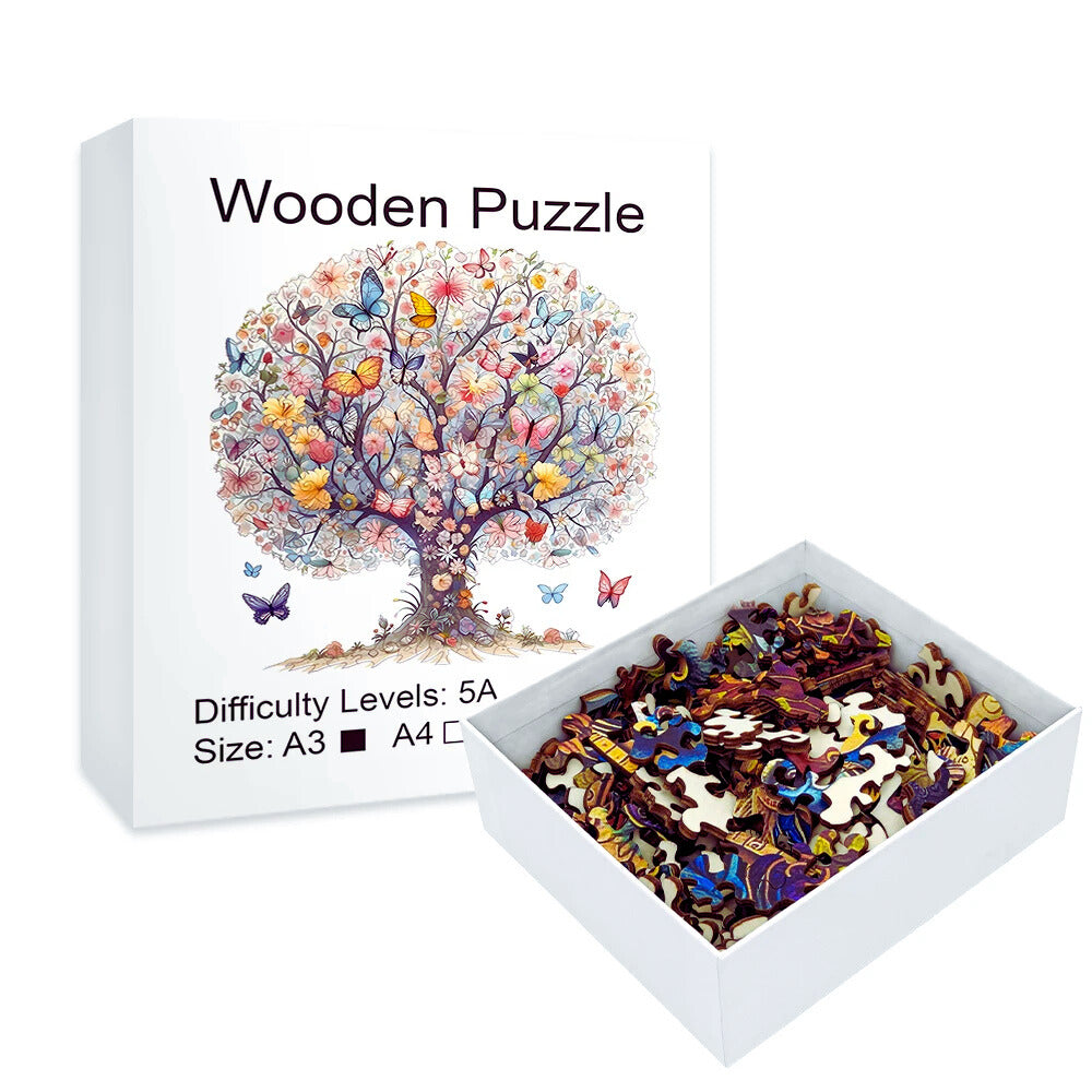 completed Tree of Life wooden puzzle art display for home décor