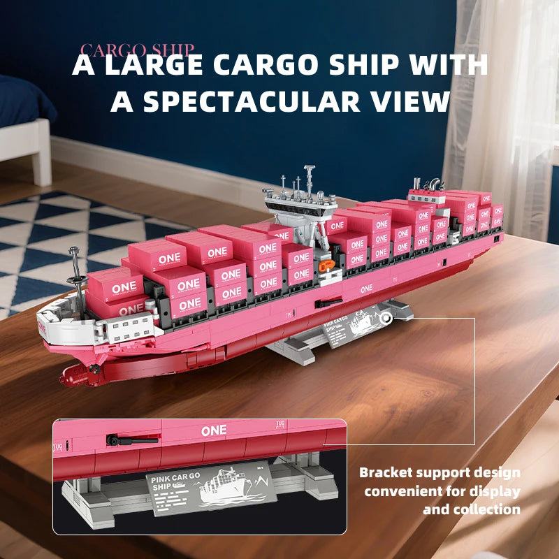 Box and packaging of Cargo Ship Building Block Model 1446 pcs