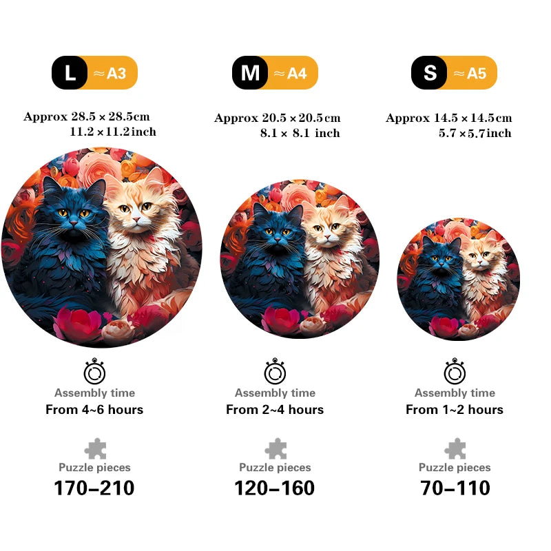 Cats wooden jigsaw puzzle art for adults