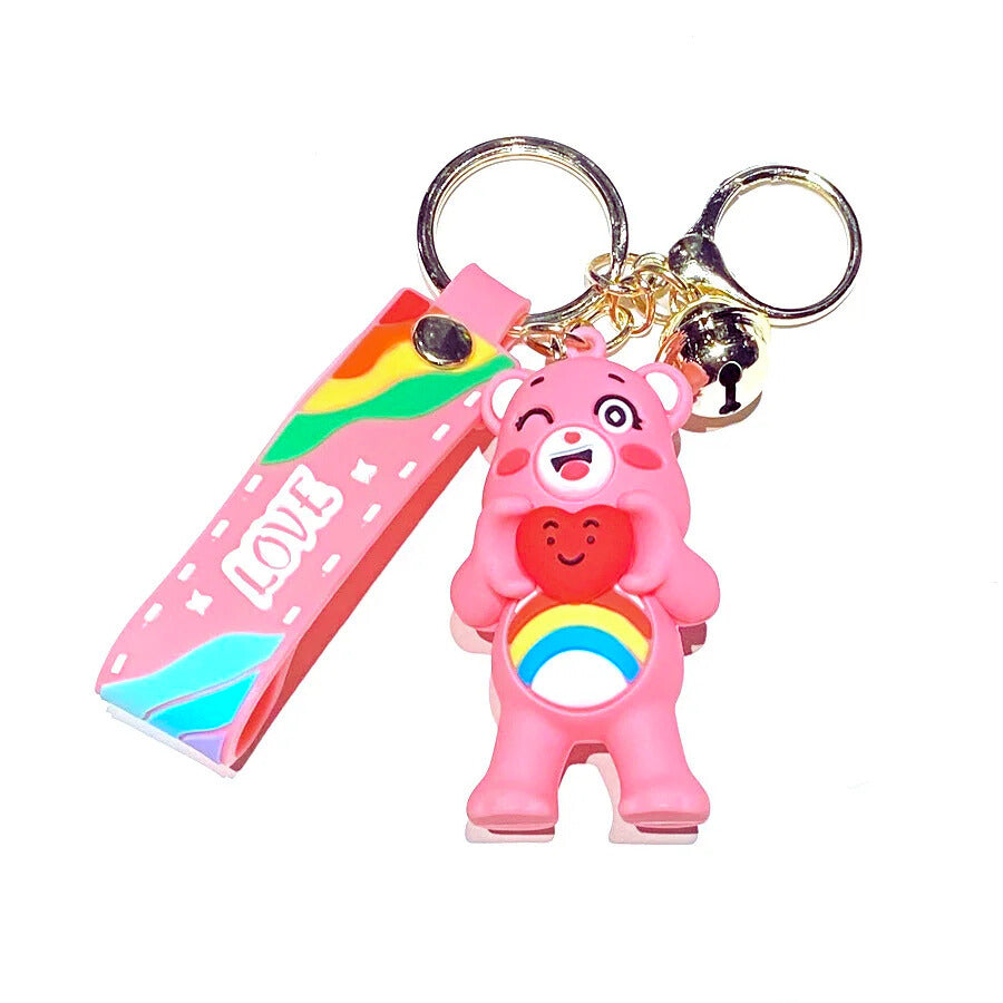 Fun cartoon bear keychain hanging from bag or backpack