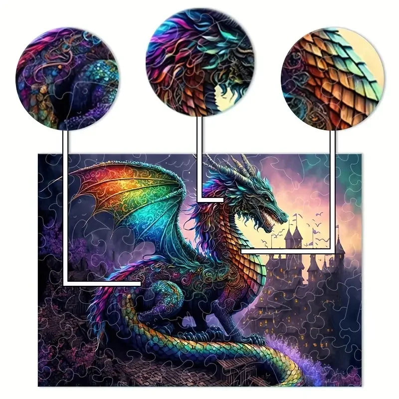 Dragon puzzle with unique animal pieces