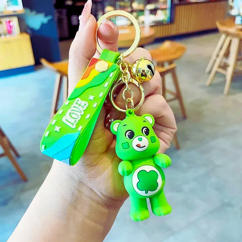 High-quality PVC cartoon bear keychain with alloy ring