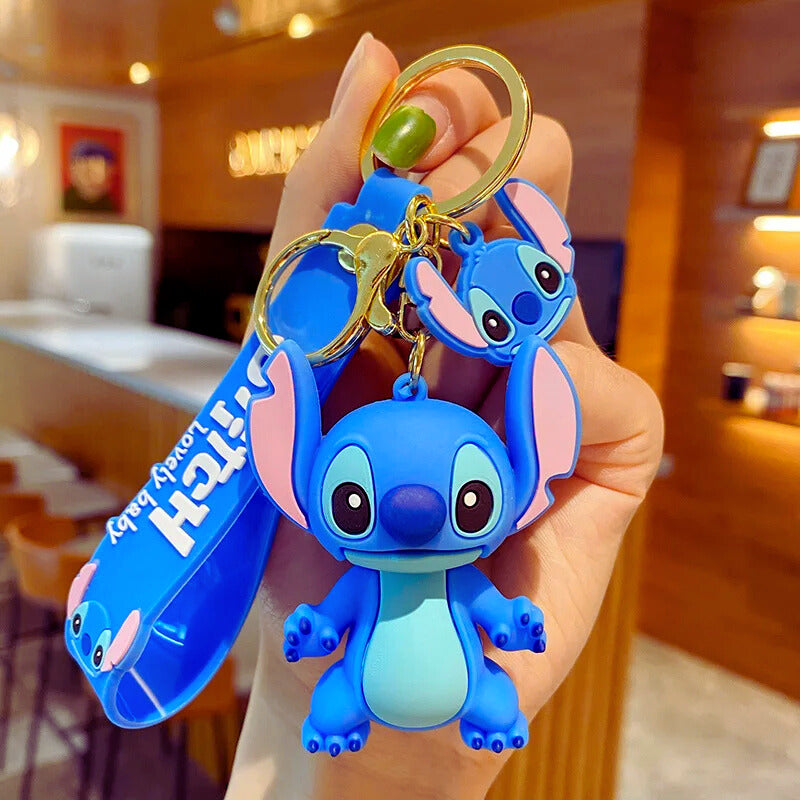 Lilo and Stitch Scrump anime keychain attached to car keys