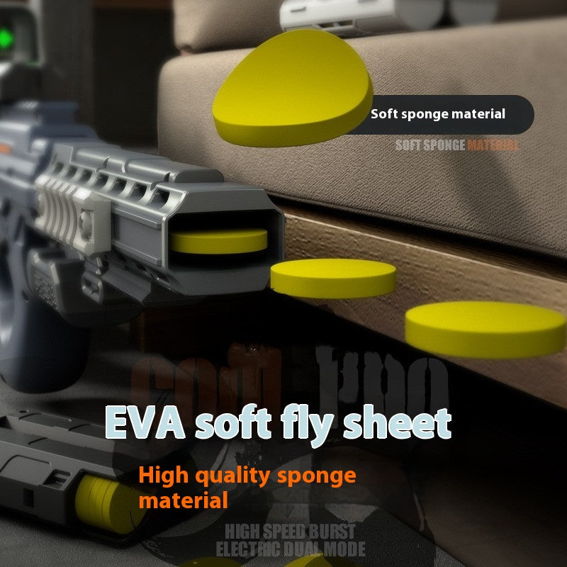 EVA soft fly sheet with yellow sponge material on a gun, labeled as high quality.