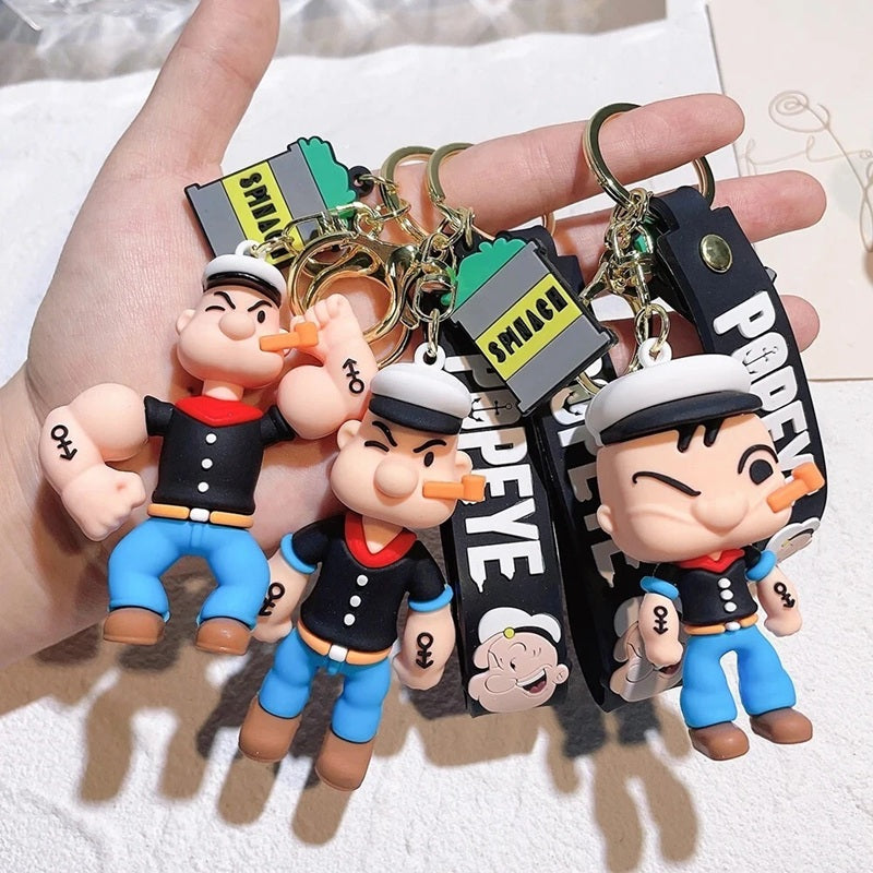 Popeye Cartoon Keychain – Cute Sailor Silicone Figure Bag Charm | Toytto