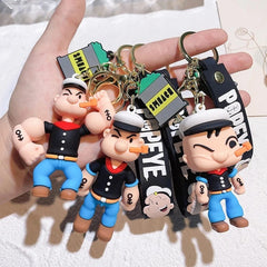 Popeye Cartoon Keychain – Cute Sailor Silicone Figure Bag Charm | Toytto