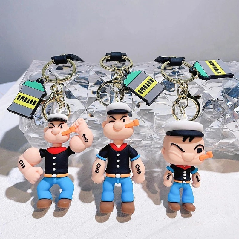 Popeye Cartoon Keychain – Cute Sailor Silicone Figure Bag Charm | Toytto