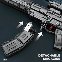 Toy gun with detachable magazine on a dark background