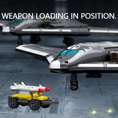 Close-up of Sembo Block HUN 20 cockpit and jet engine parts from building set.