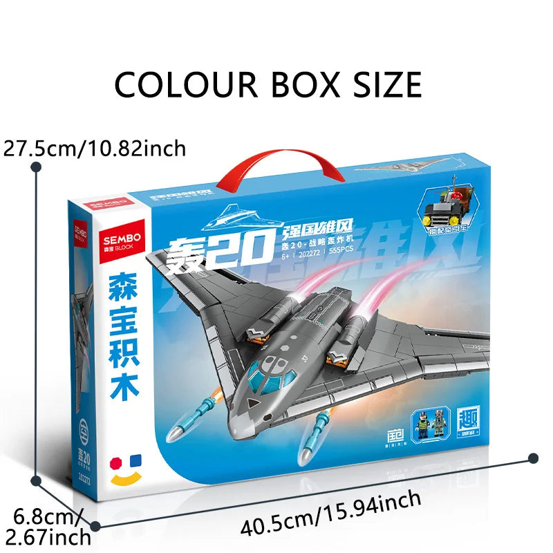 Side view of Sembo Block HUN 20 bomber model showing engines and sleek wing shape.