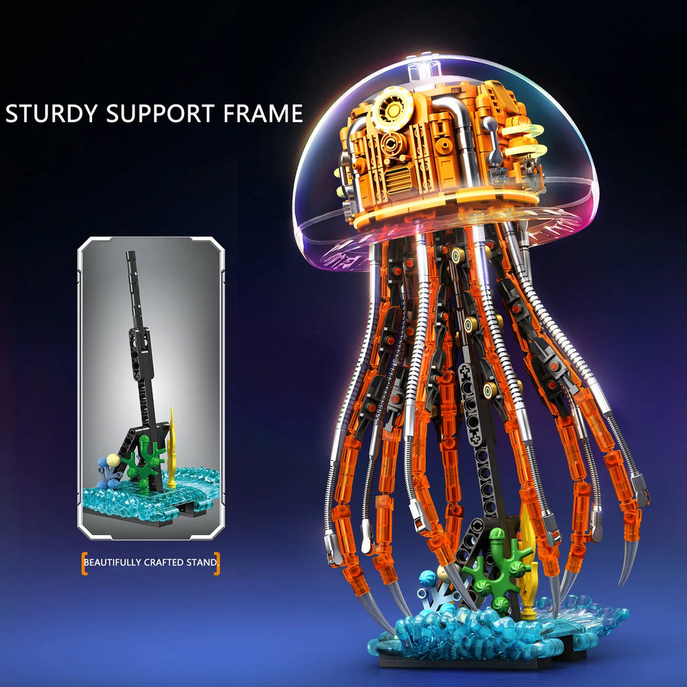 Side view of futuristic jellyfish model made from Sembo Block pieces