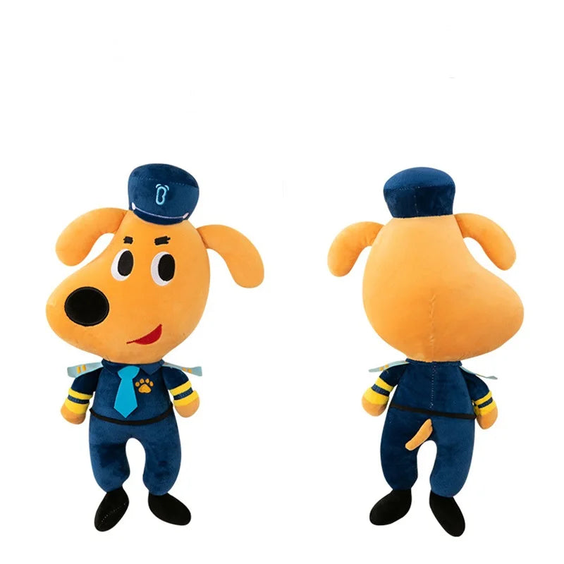 Labrador plush doll in blue uniform