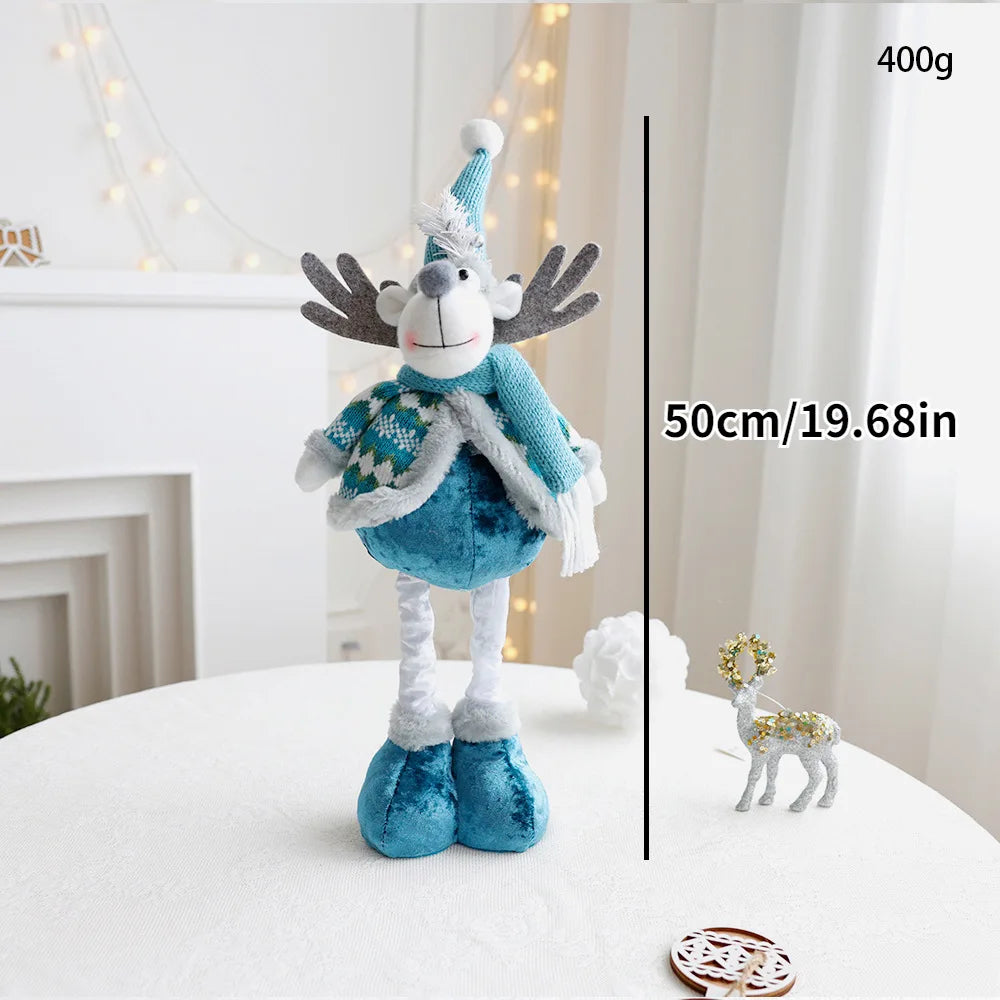 Blue Christmas Decor Dolls Santa Snowman Reindeer