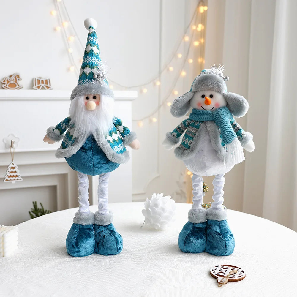 Holiday Decor Santa Plush Doll Blue Outfit