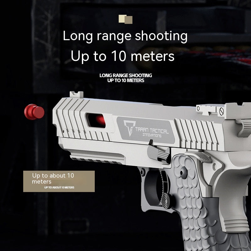 Toy gun with red dot sight labeled 'Terror Tactical' on a dark background