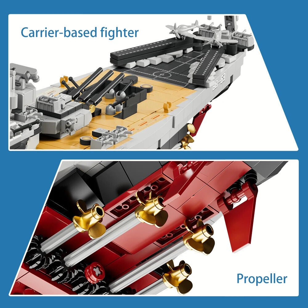 Model of a carrier-based fighter and propeller with detailed components on a white background.